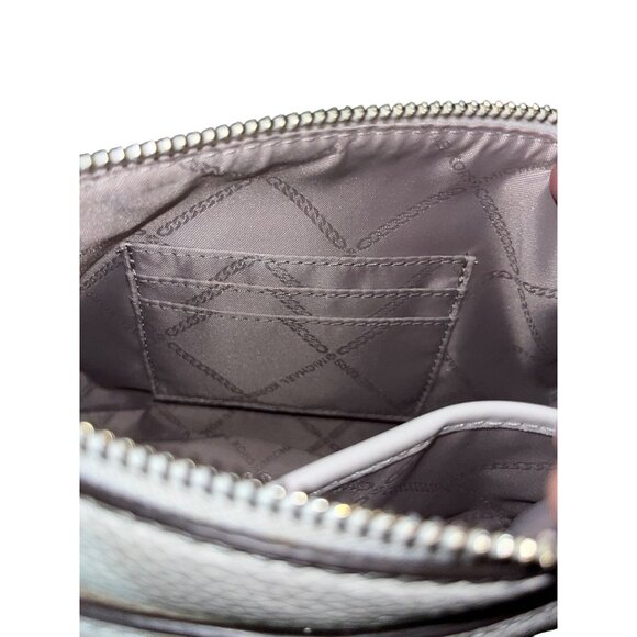 Michael Kors Small Cream Pebbled Leather Purse Wristlet Strap Silver HW Used - Picture 8 of 16